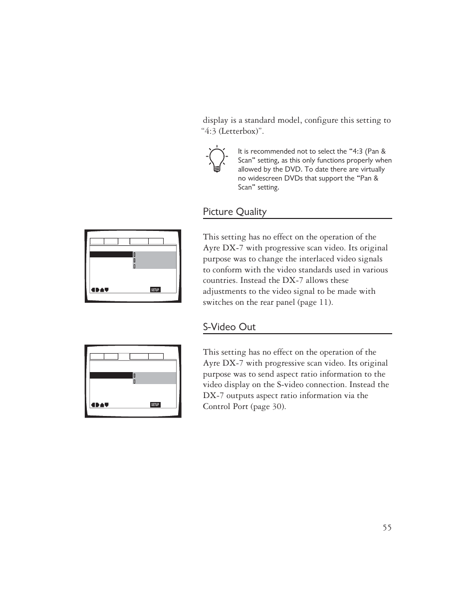 Picture quality, S-video out | Ayre Acoustics DX-7 User Manual | Page 57 / 88