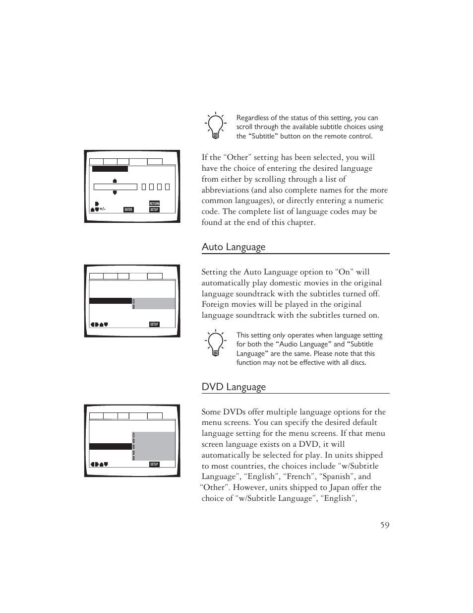 Auto language, Dvd language | Ayre Acoustics DX-7 User Manual | Page 61 / 88