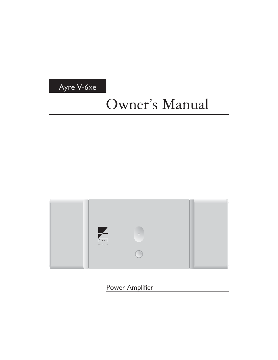 Ayre Acoustics V-6xe User Manual | 20 pages