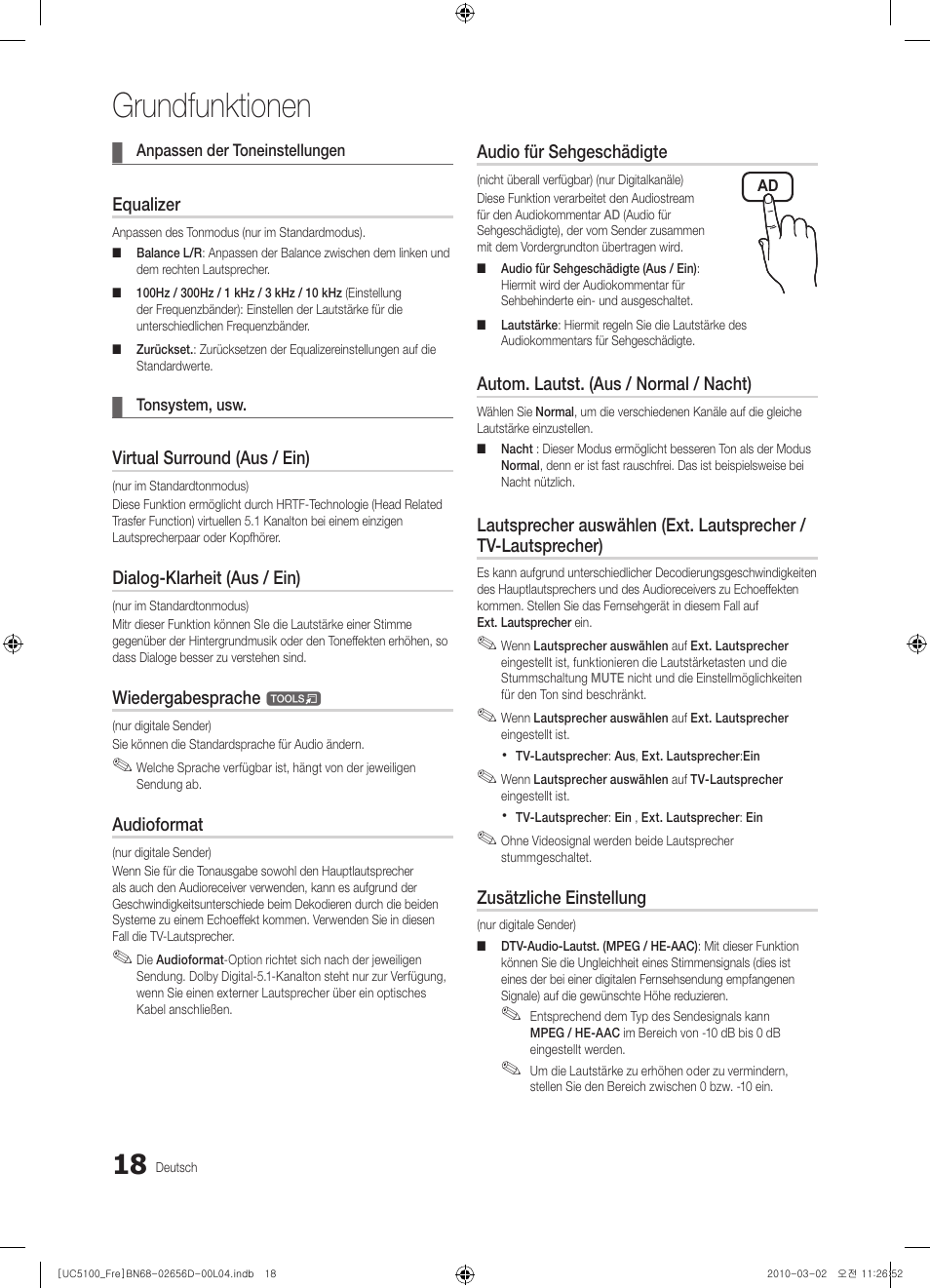 Grundfunktionen | Samsung UE37C5100QW User Manual | Page 118 / 201