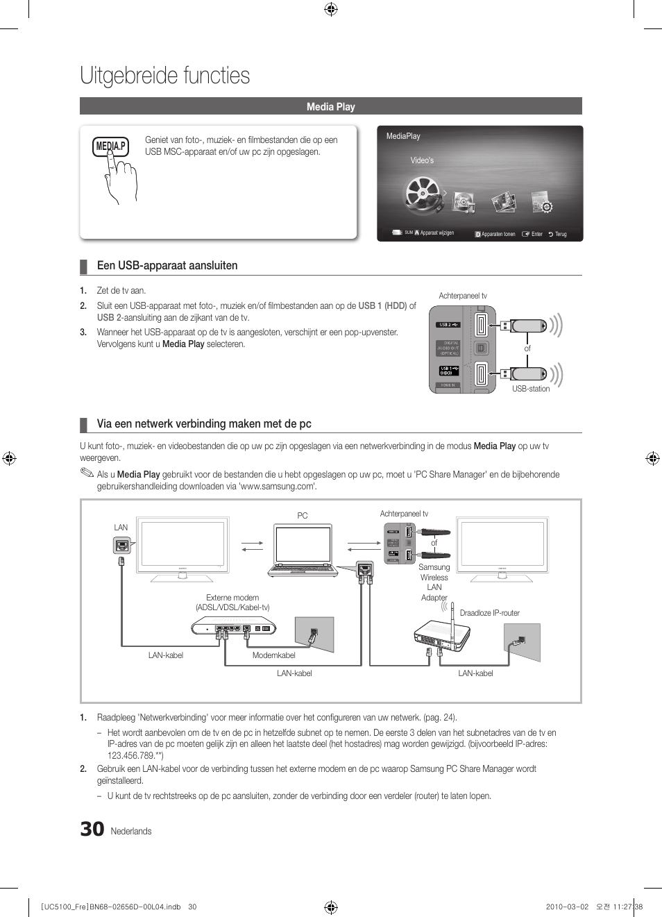 Uitgebreide functies | Samsung UE37C5100QW User Manual | Page 180 / 201