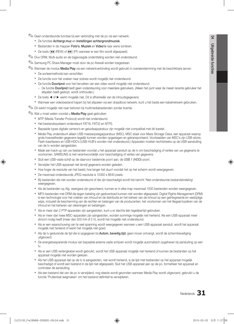 Samsung UE37C5100QW User Manual | Page 181 / 201