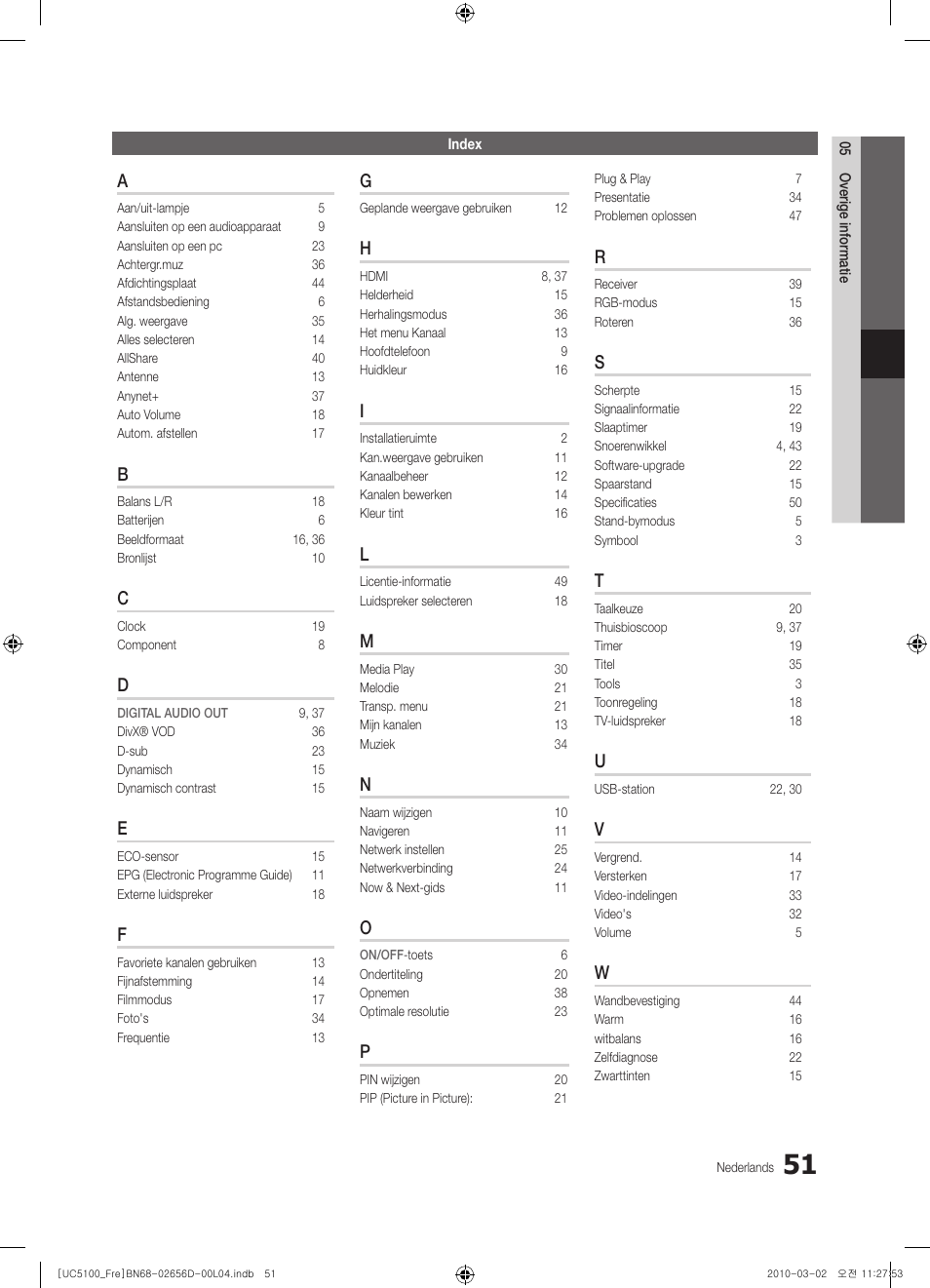 Samsung UE37C5100QW User Manual | Page 201 / 201