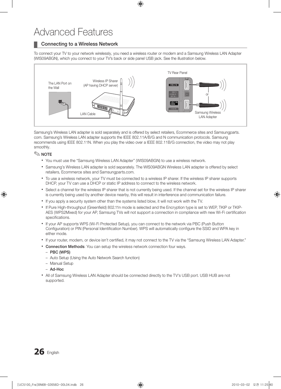 Advanced features | Samsung UE37C5100QW User Manual | Page 26 / 201