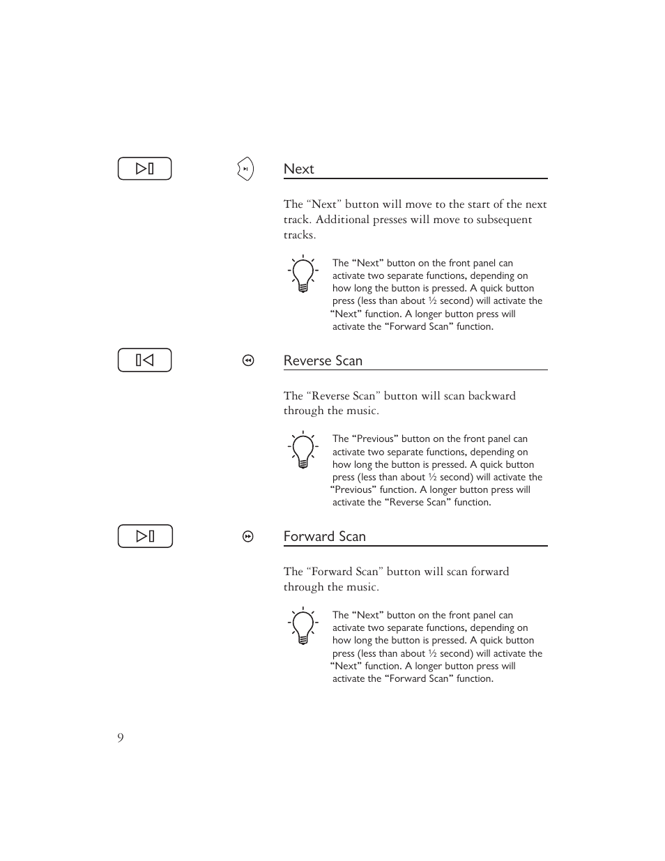 Next, Reverse scan, Forward scan | AYRE CX-7e User Manual | Page 11 / 24