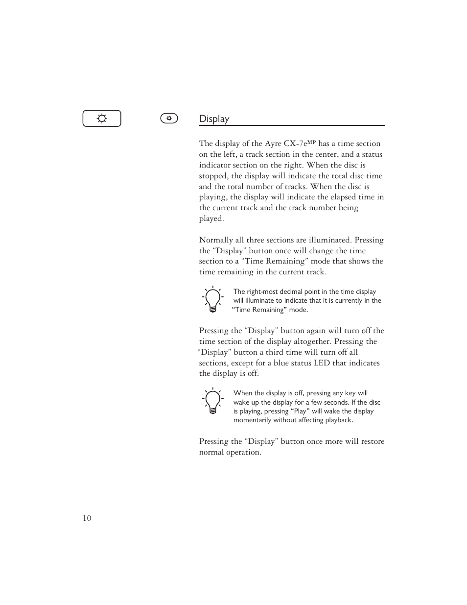 Display | AYRE CX-7e User Manual | Page 12 / 24