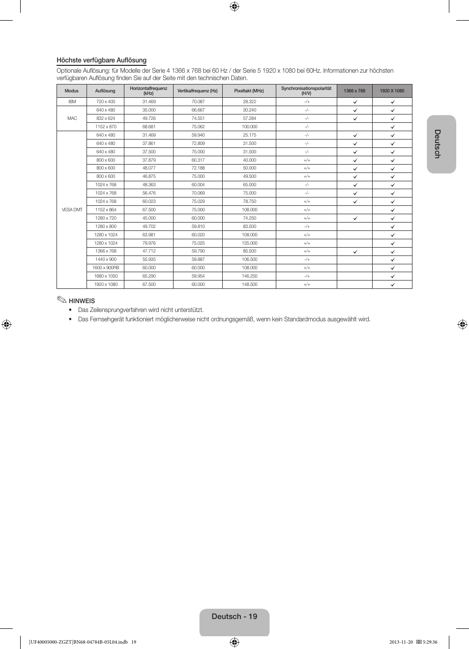 Deutsch, Deutsch - 19 | Samsung UE50F5000AW User Manual | Page 37 / 75