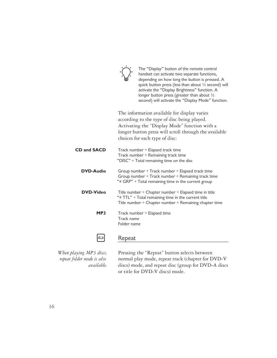 Repeat | AYRE C-5xe User Manual | Page 18 / 40