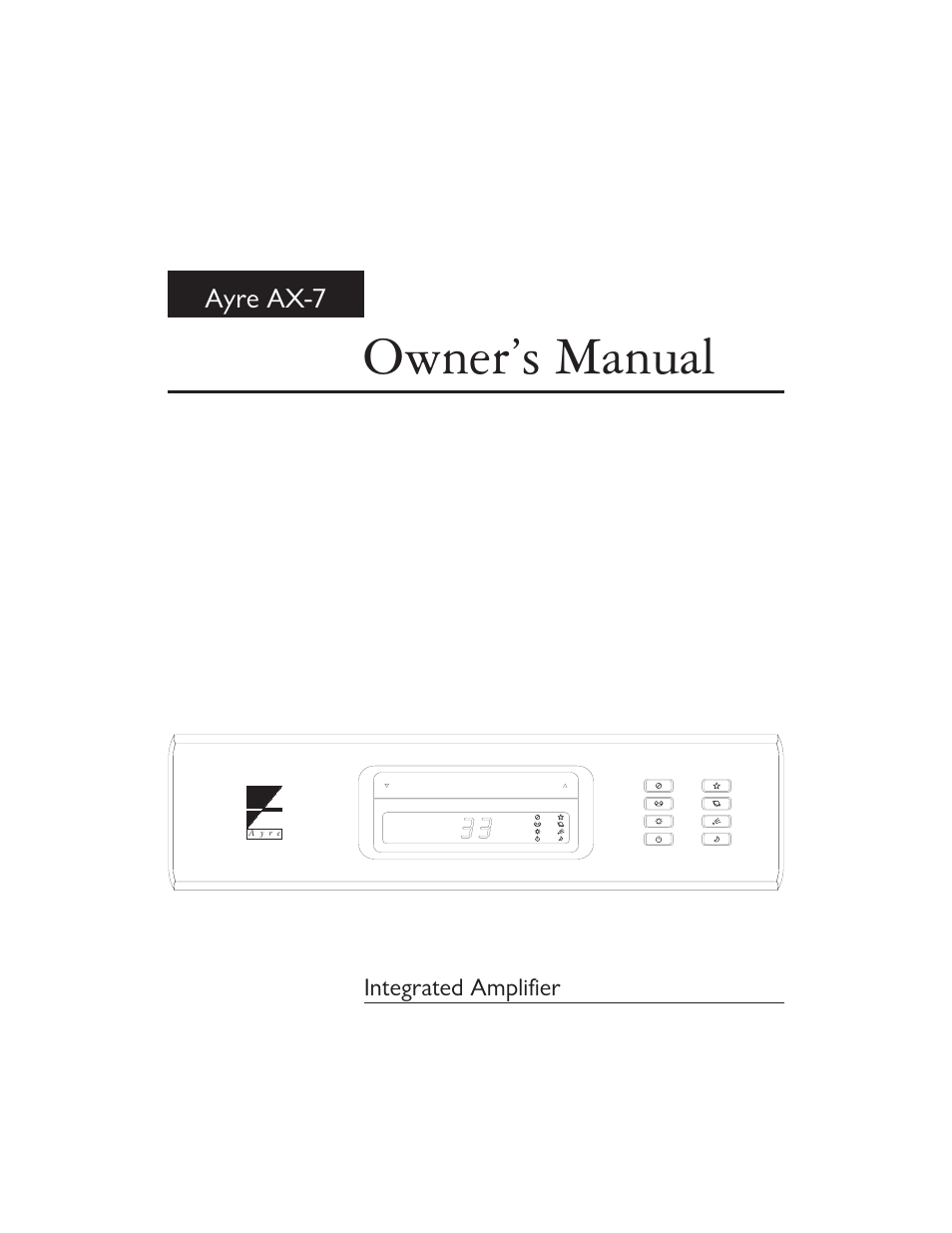 Ayre Acoustics AX-7 User Manual | 20 pages