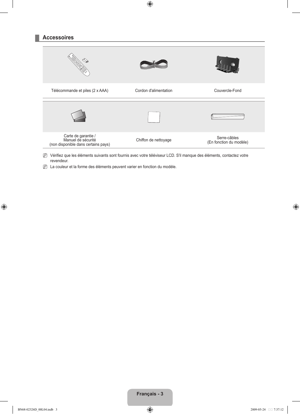 Accessoires | Samsung LE46B620R3P User Manual | Page 111 / 204