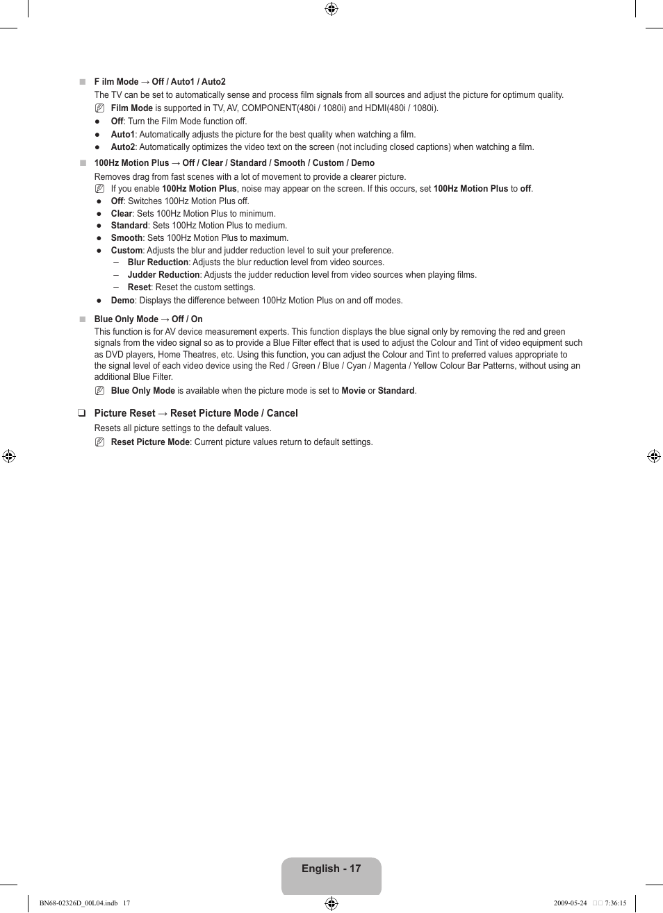 Samsung LE46B620R3P User Manual | Page 19 / 204