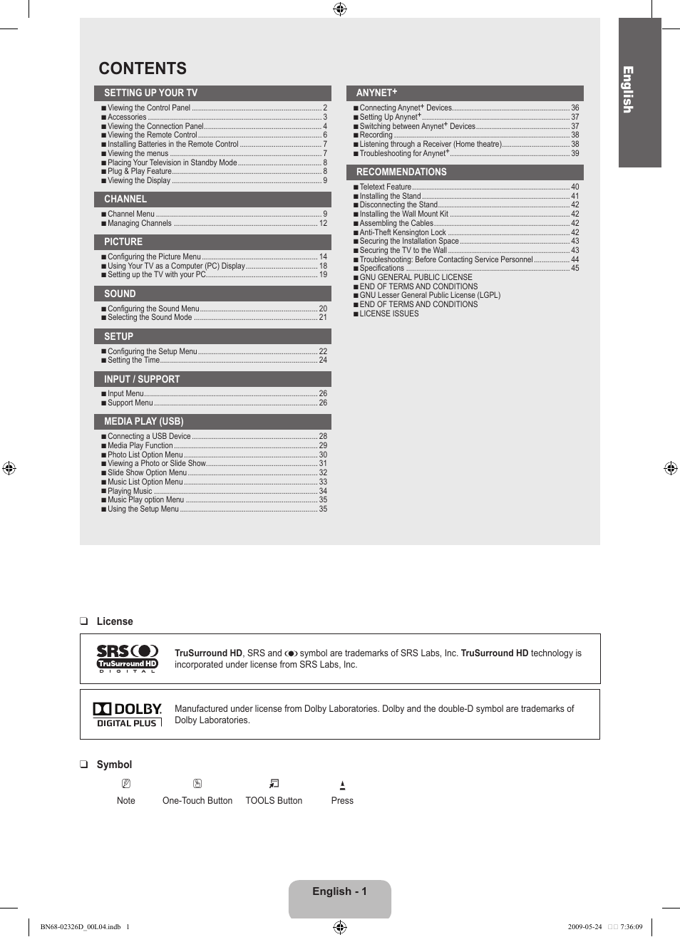 Samsung LE46B620R3P User Manual | Page 3 / 204