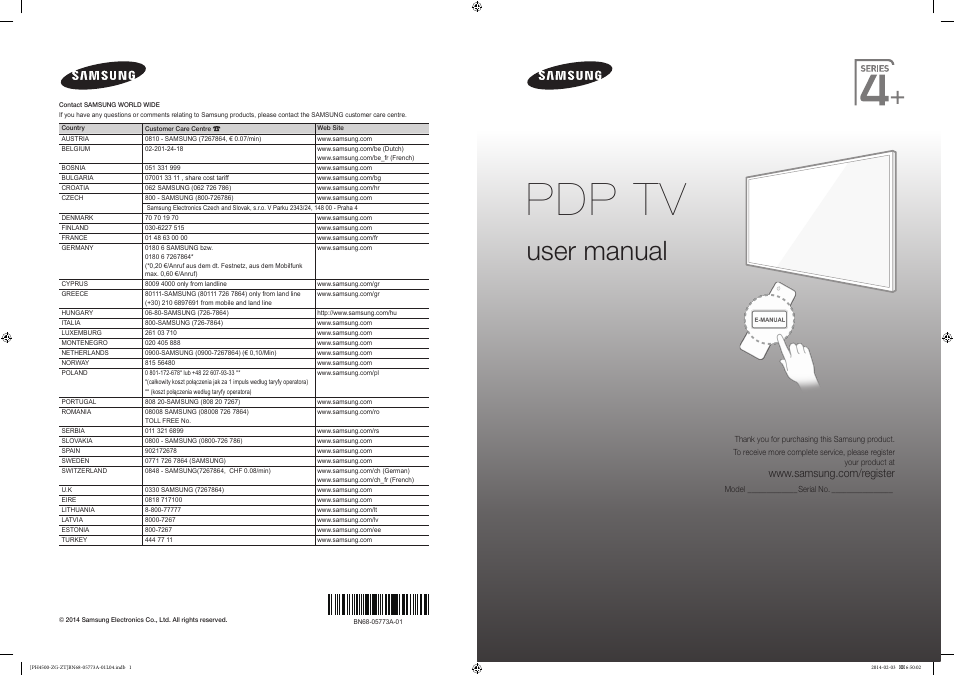 Samsung PE43H4500AW User Manual | 91 pages