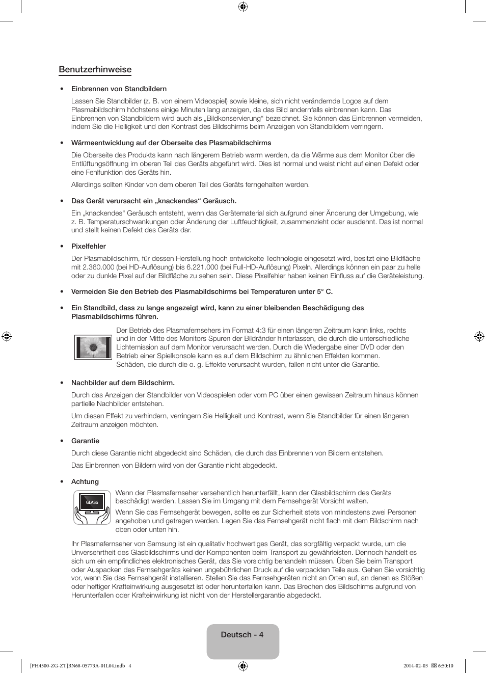 Benutzerhinweise | Samsung PE43H4500AW User Manual | Page 26 / 91