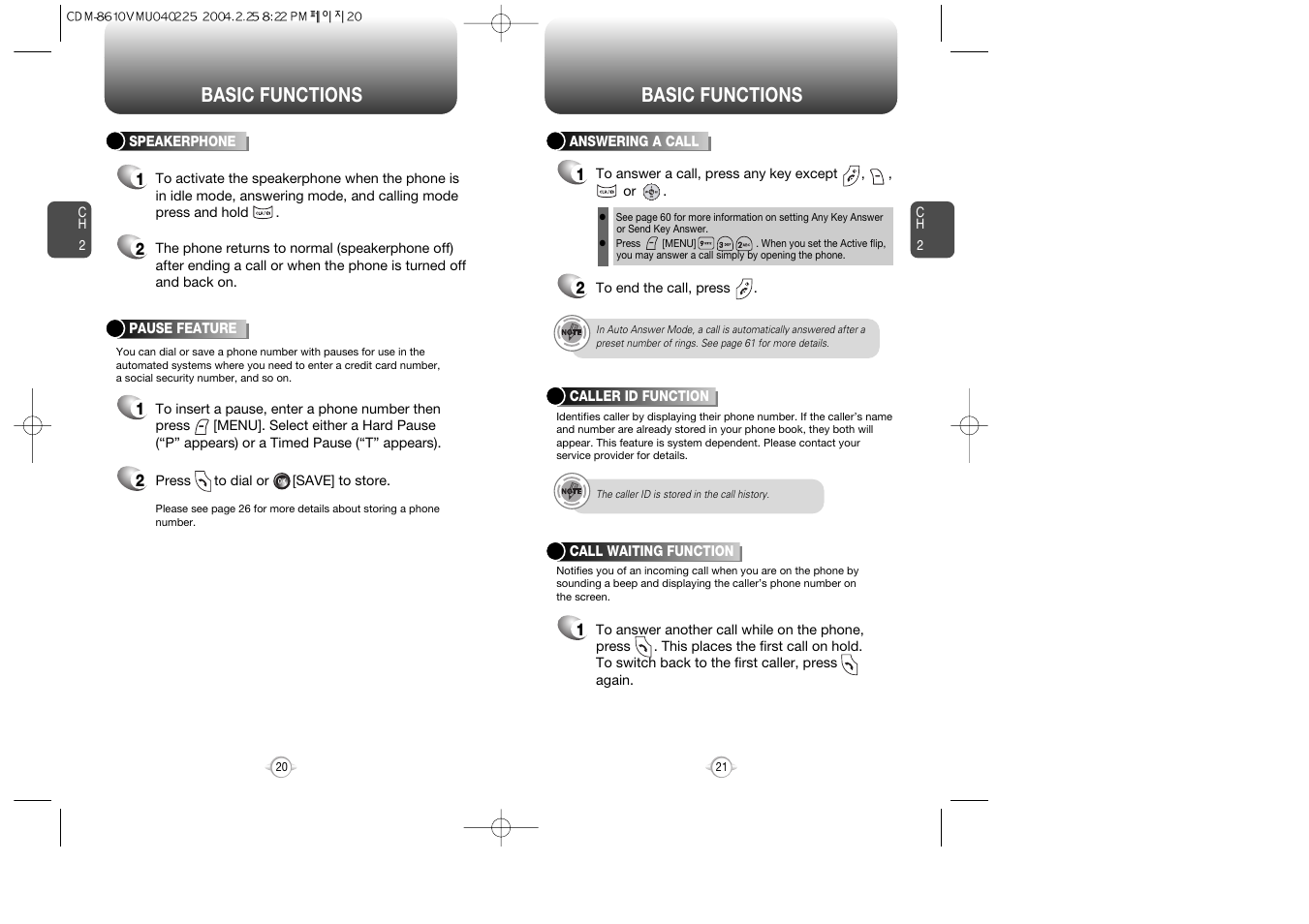 Basic functions | Audiovox VOX 8610 User Manual | Page 12 / 54