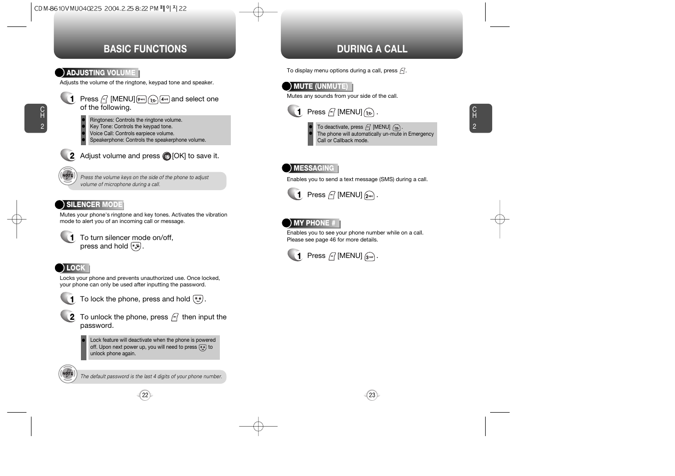 Basic functions during a call | Audiovox VOX 8610 User Manual | Page 13 / 54