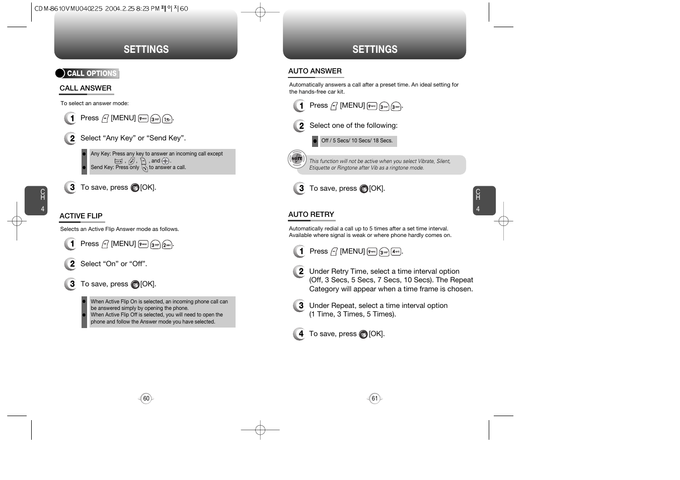 Settings | Audiovox VOX 8610 User Manual | Page 32 / 54
