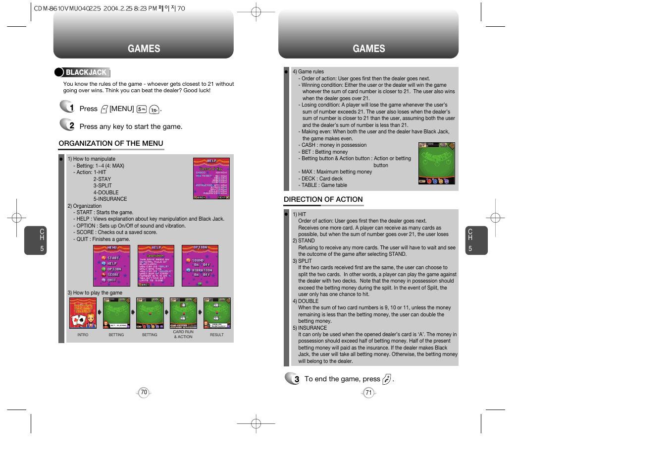 Games | Audiovox VOX 8610 User Manual | Page 37 / 54