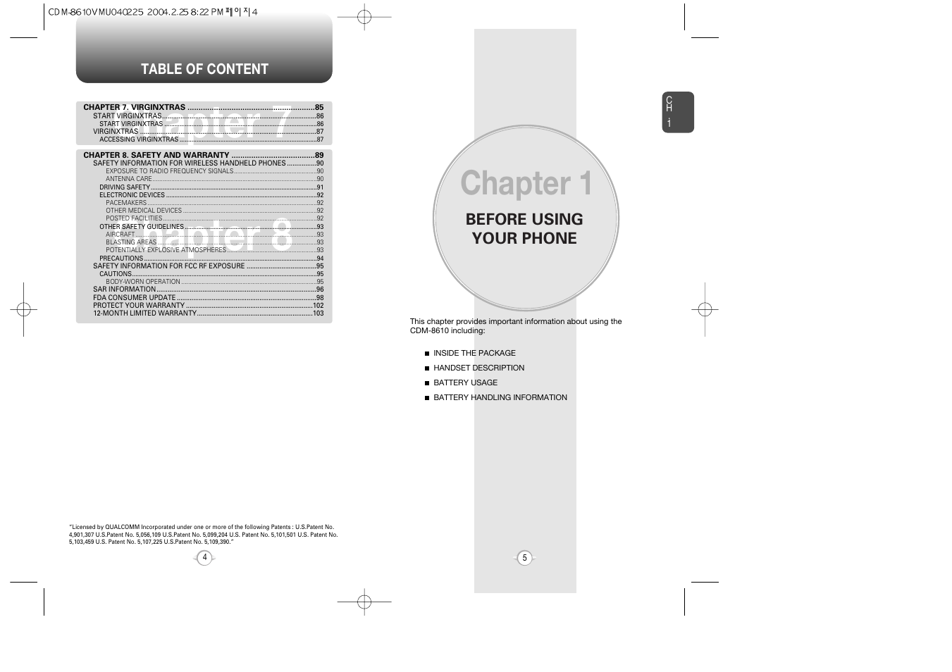 Chapter 7, Chapter 7 chapter 8, Chapter 1 | Audiovox VOX 8610 User Manual | Page 4 / 54