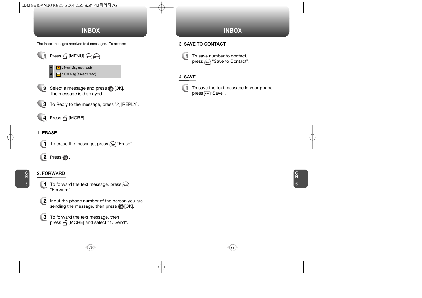 Inbox | Audiovox VOX 8610 User Manual | Page 40 / 54