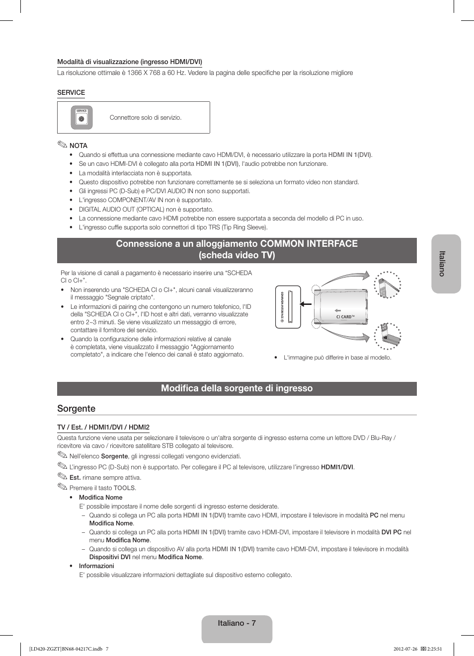Modifica della sorgente di ingresso sorgente | Samsung LE32E420E2W User Manual | Page 43 / 51