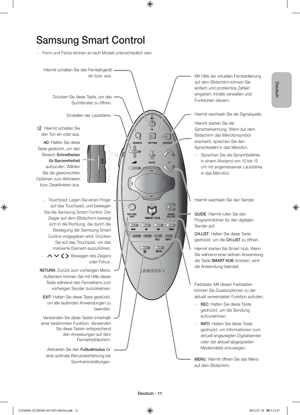 Samsung smart control | Samsung UE48H6890SS User Manual | Page 33 / 89