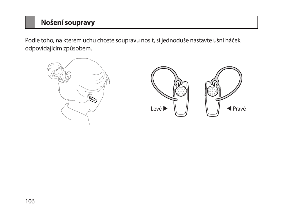 Nošení soupravy | Samsung HM-1300 User Manual | Page 108 / 149