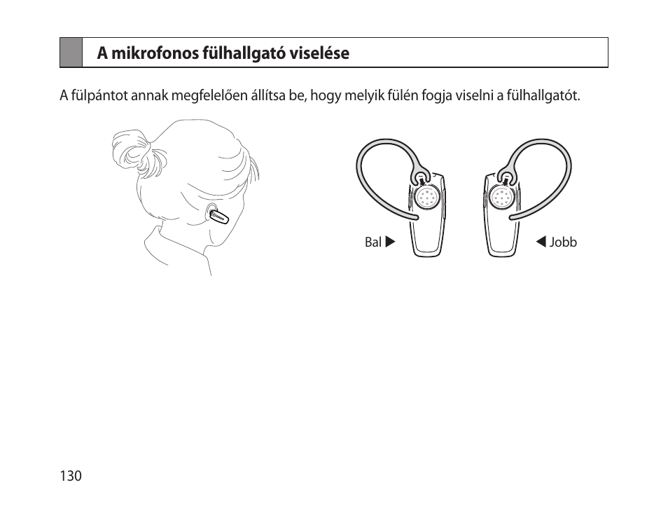 A mikrofonos fülhallgató viselése | Samsung HM-1300 User Manual | Page 132 / 149