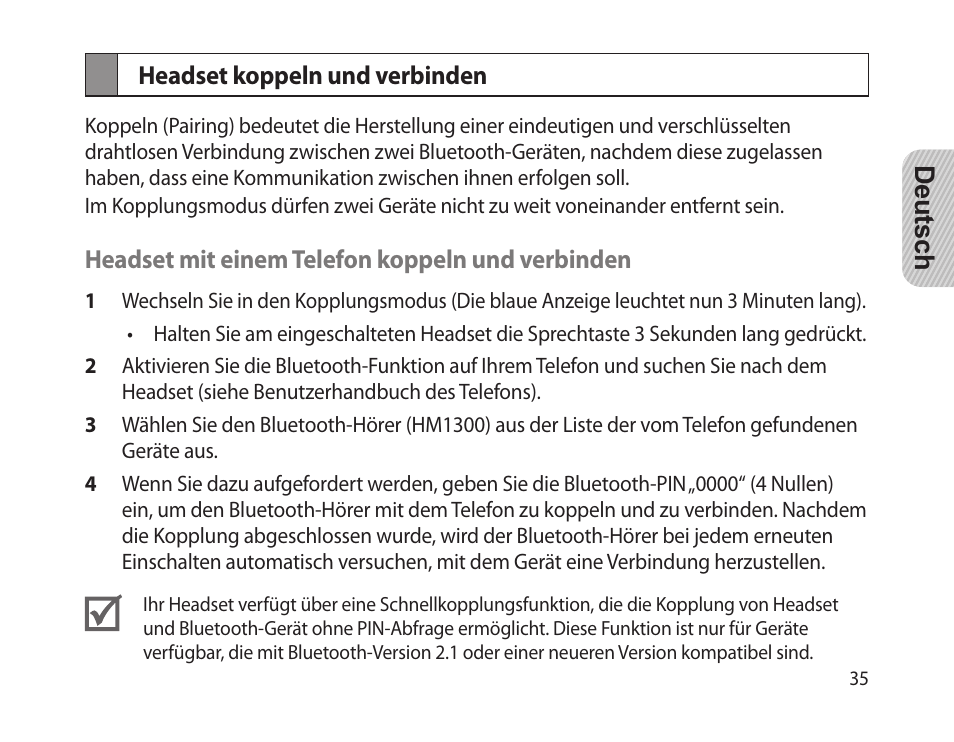 Headset koppeln und verbinden | Samsung HM-1300 User Manual | Page 37 / 149