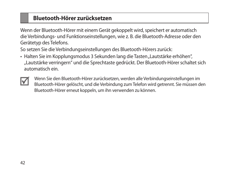 Bluetooth-hörer zurücksetzen | Samsung HM-1300 User Manual | Page 44 / 149