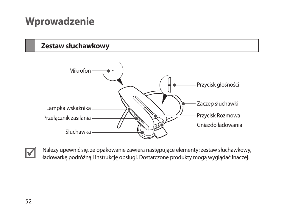 Wprowadzenie, Zestaw słuchawkowy | Samsung HM-1300 User Manual | Page 54 / 149