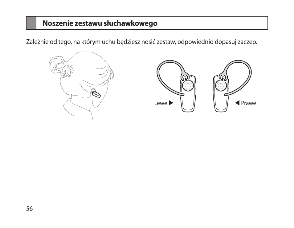 Noszenie zestawu słuchawkowego | Samsung HM-1300 User Manual | Page 58 / 149