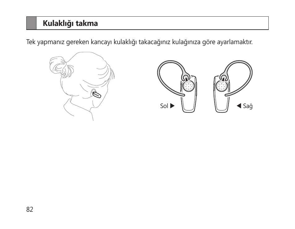 Kulaklığı takma | Samsung HM-1300 User Manual | Page 84 / 149