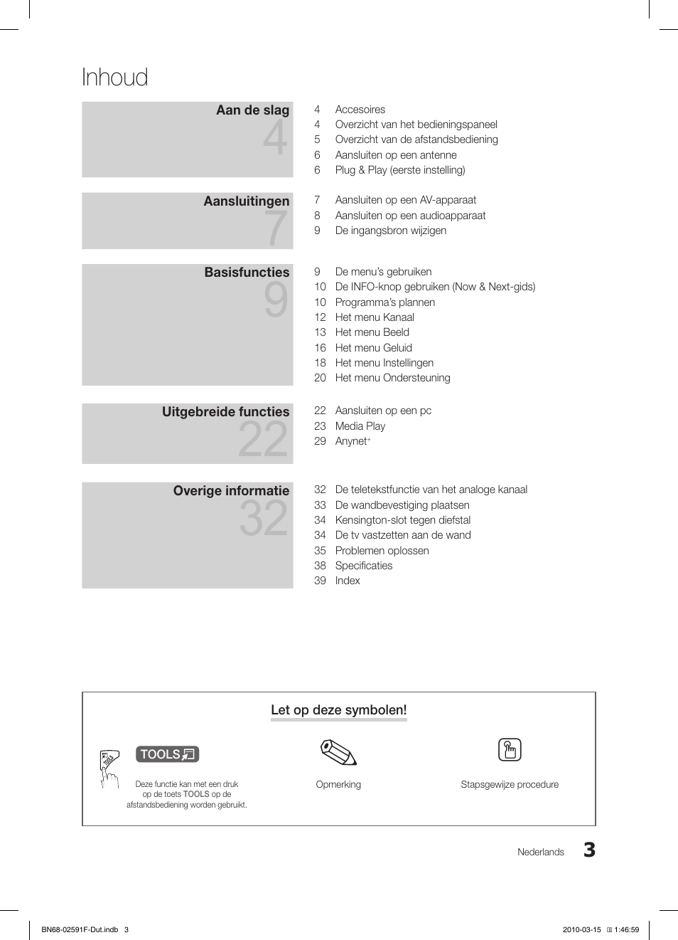 Inhoud | Samsung LE19C451E2W User Manual | Page 120 / 157