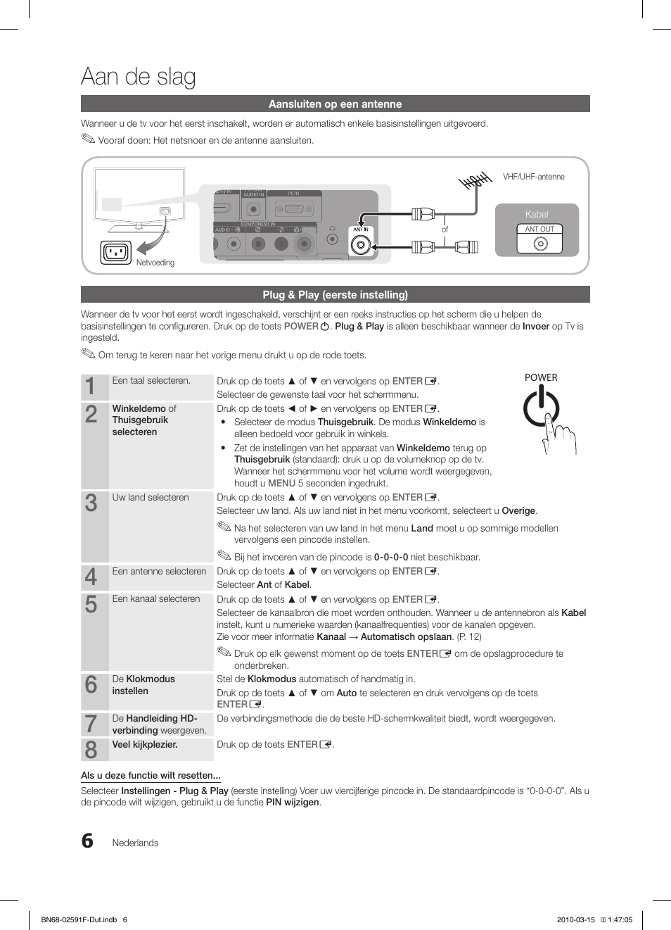 Aan de slag | Samsung LE19C451E2W User Manual | Page 123 / 157