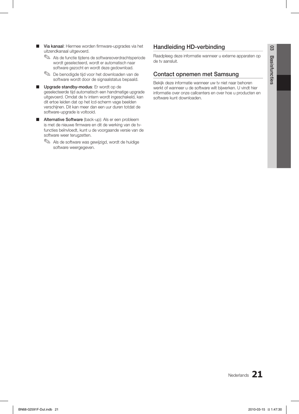 Handleiding hd-verbinding, Contact opnemen met samsung | Samsung LE19C451E2W User Manual | Page 138 / 157