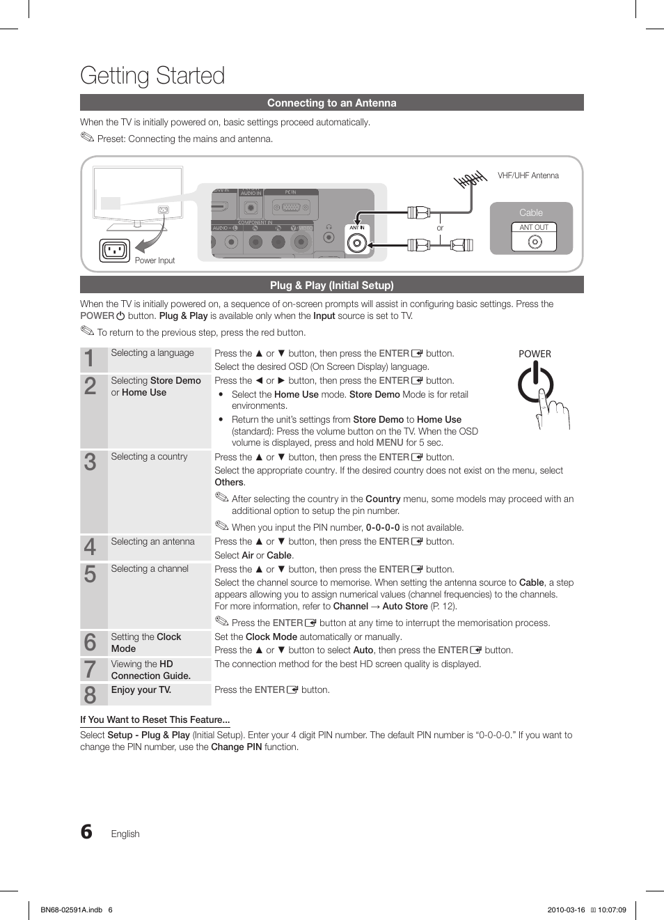 Getting started | Samsung LE19C451E2W User Manual | Page 6 / 157