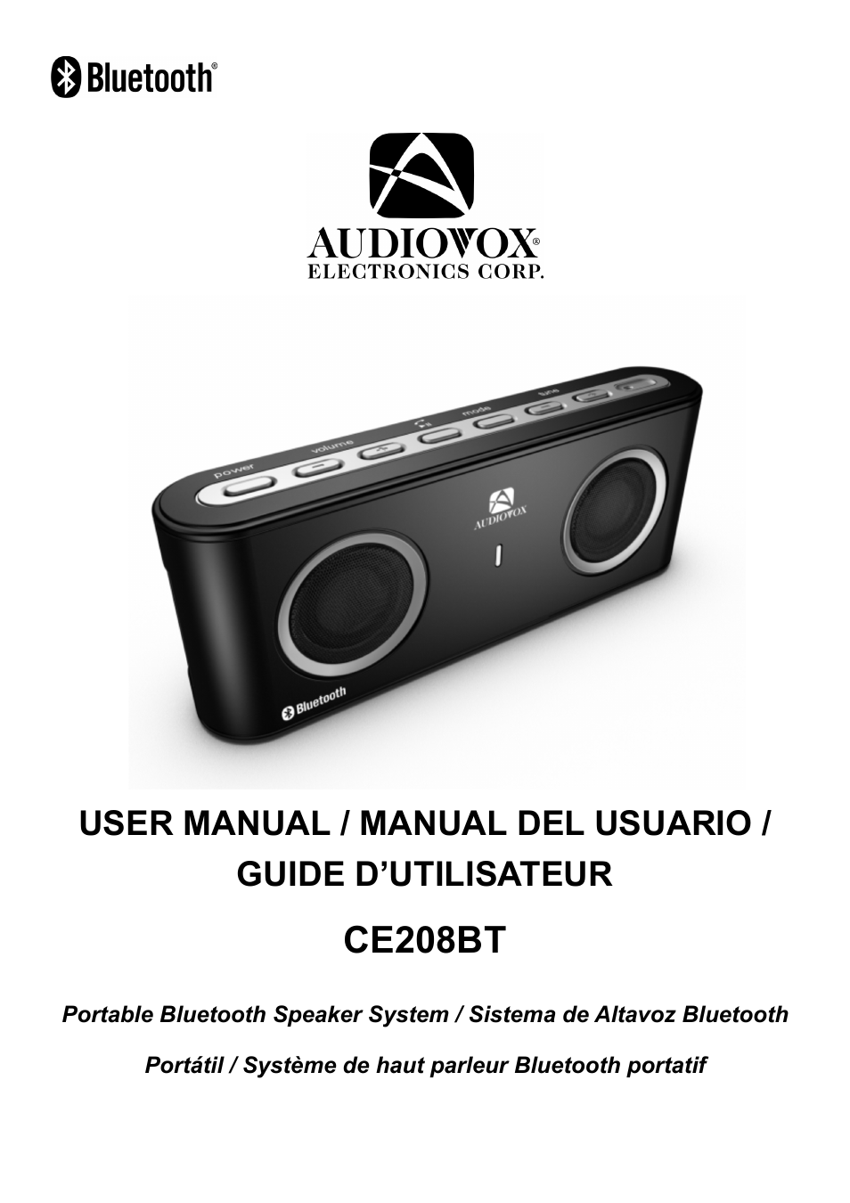 Audiovox CE208BT User Manual | 30 pages