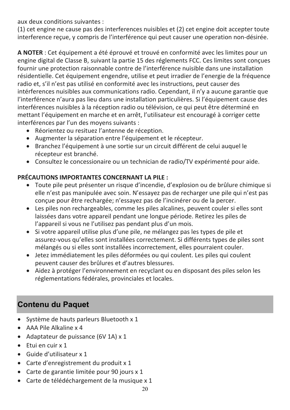 Audiovox CE208BT User Manual | Page 20 / 30