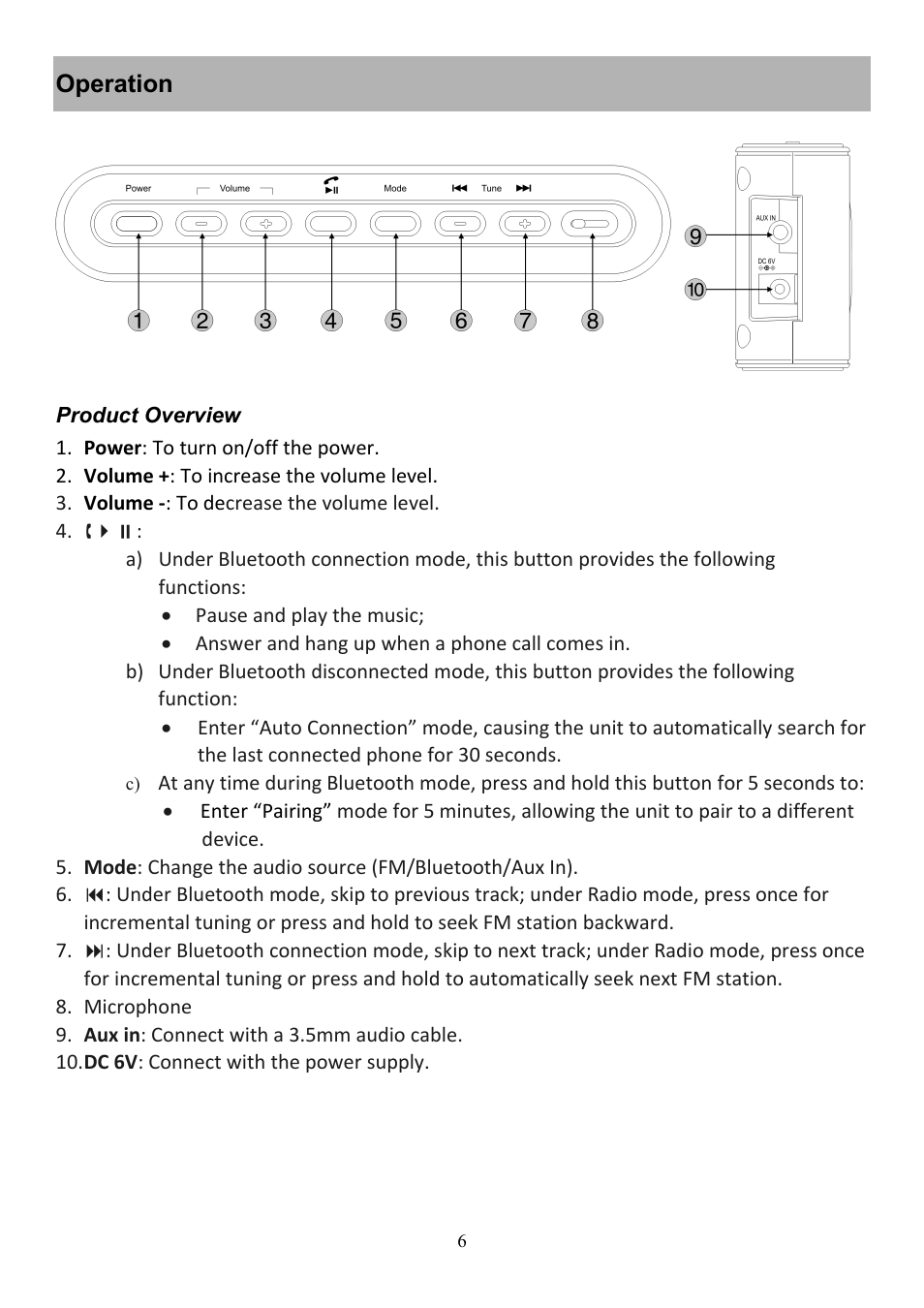 Audiovox CE208BT User Manual | Page 6 / 30