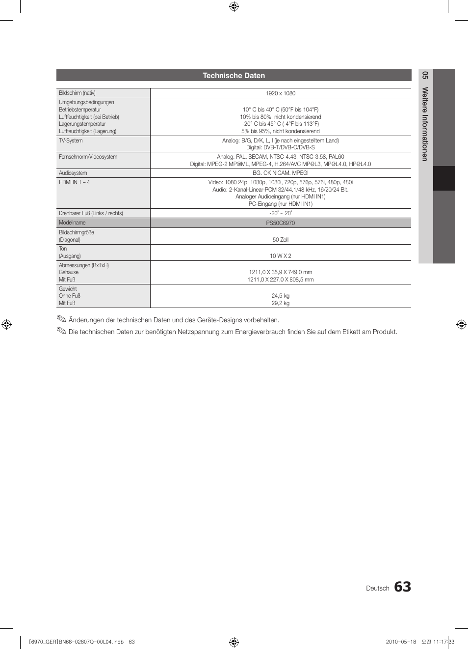 Samsung PS50C6970YS User Manual | Page 127 / 256