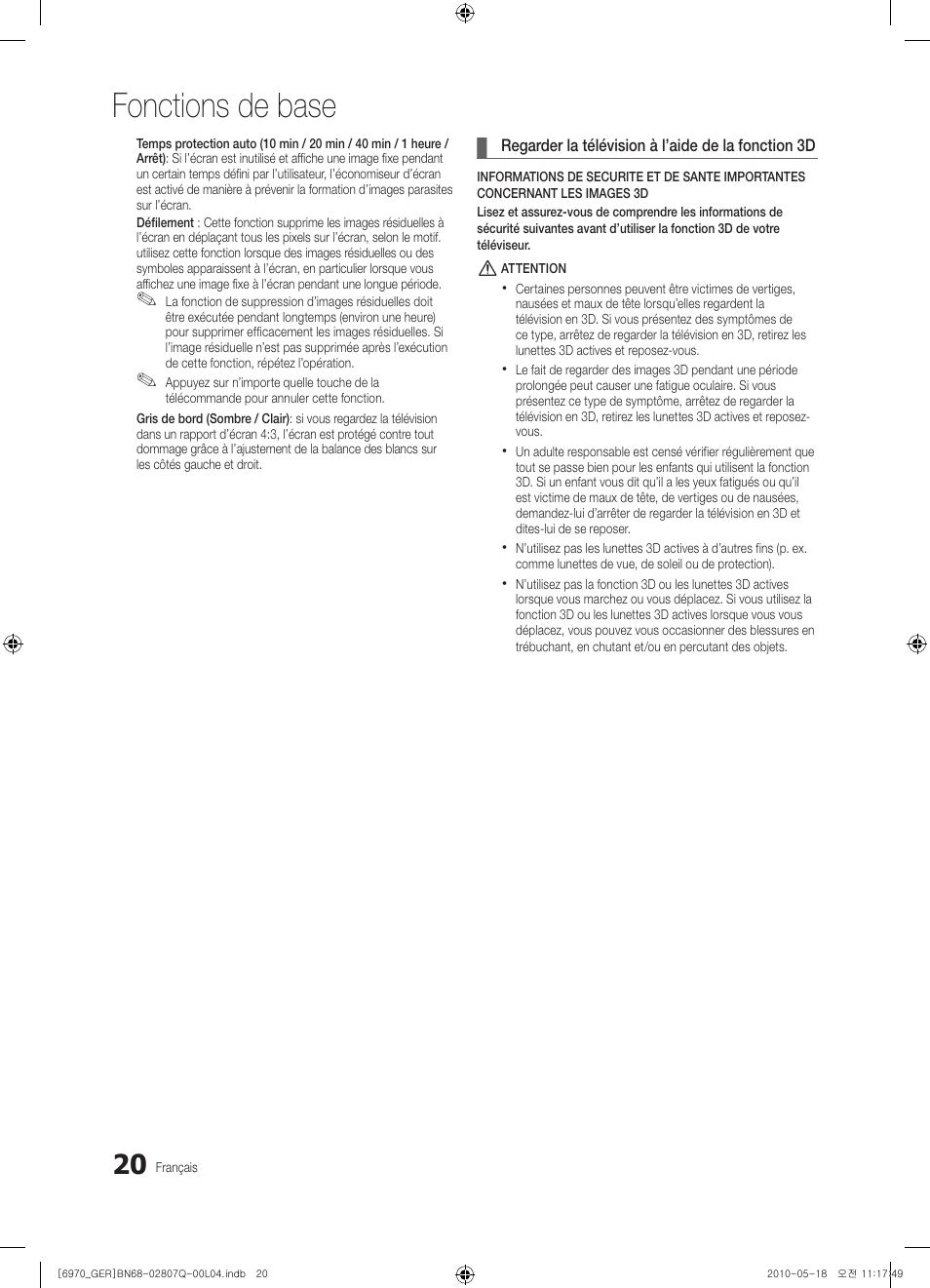 Fonctions de base | Samsung PS50C6970YS User Manual | Page 148 / 256