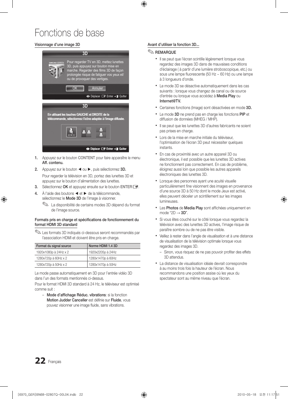 Fonctions de base | Samsung PS50C6970YS User Manual | Page 150 / 256
