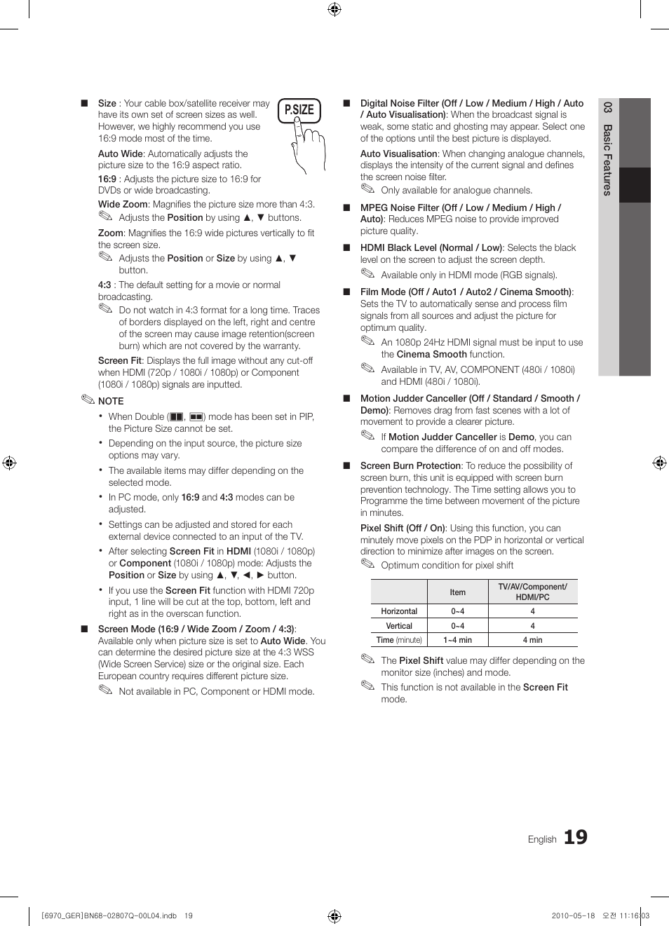 Samsung PS50C6970YS User Manual | Page 19 / 256