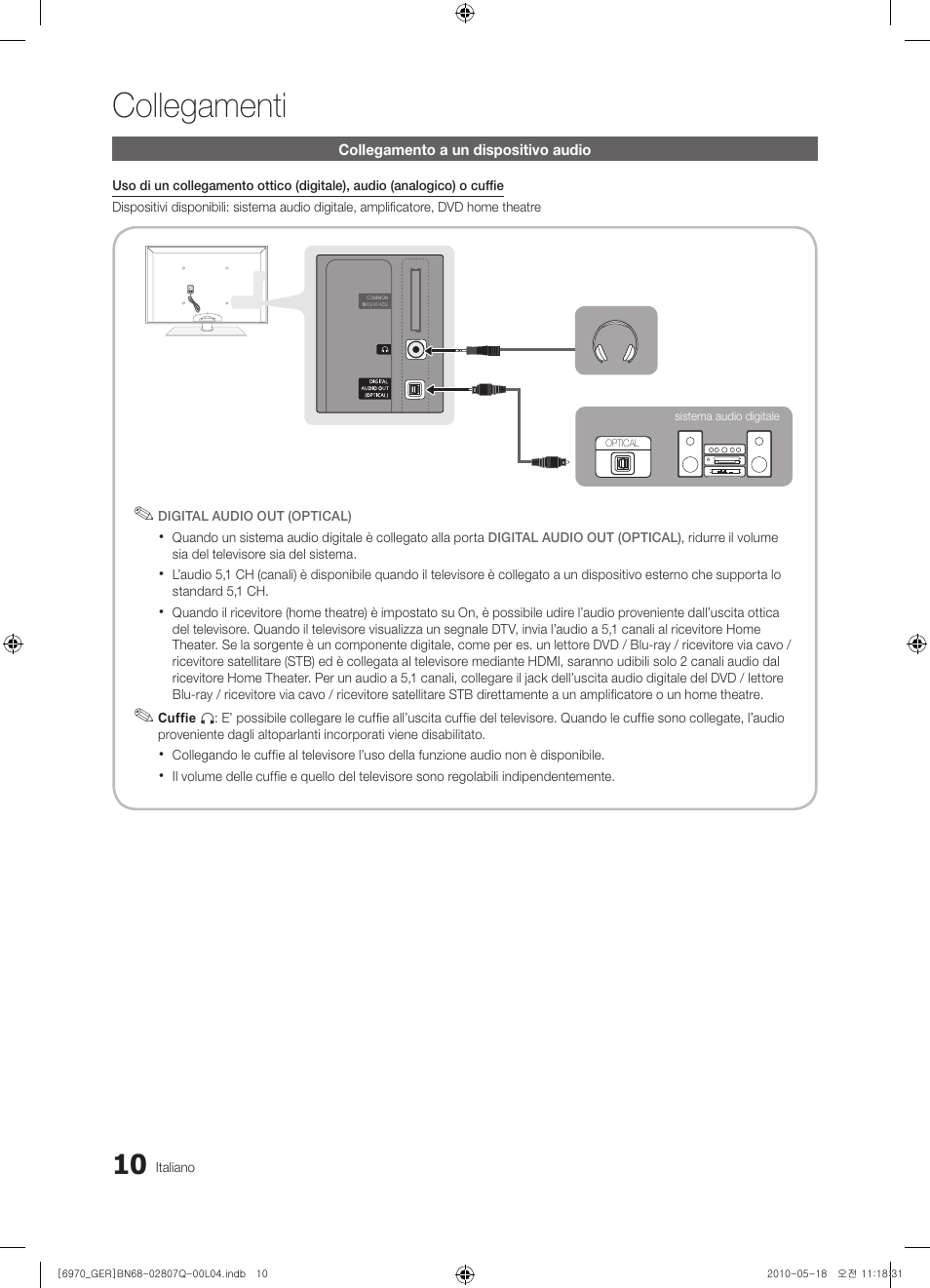Collegamenti | Samsung PS50C6970YS User Manual | Page 202 / 256