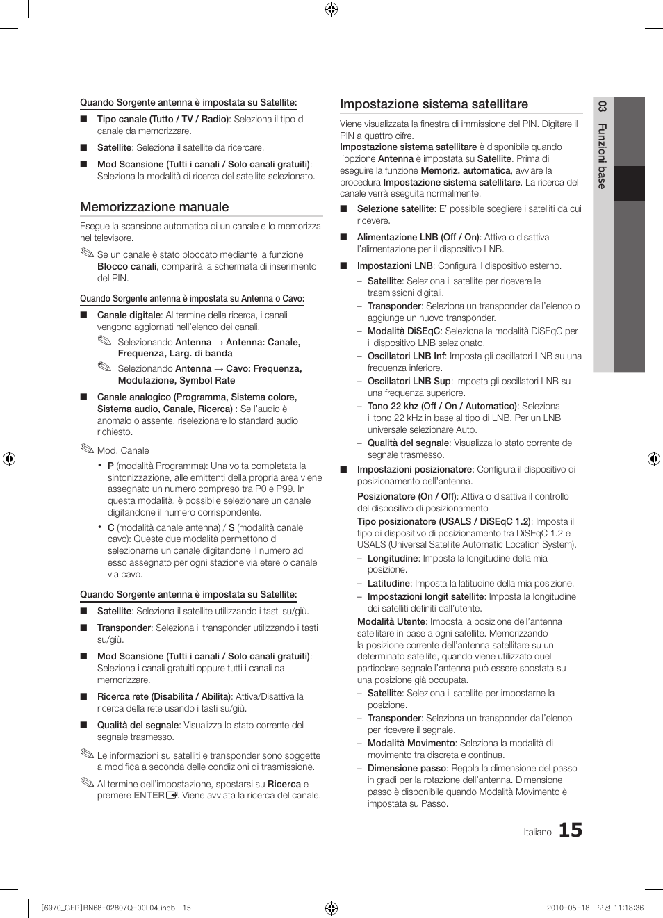 Impostazione sistema satellitare | Samsung PS50C6970YS User Manual | Page 207 / 256