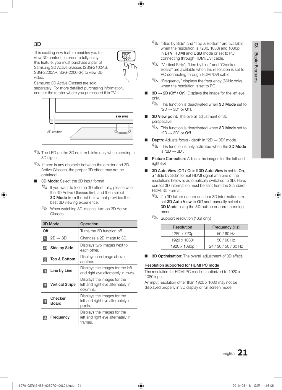 Samsung PS50C6970YS User Manual | Page 21 / 256