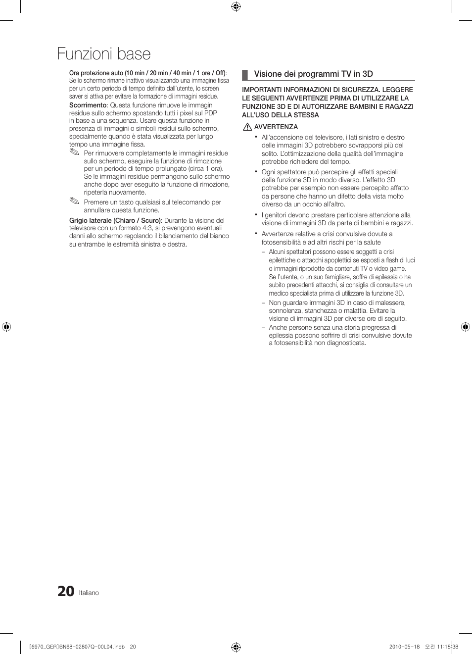 Funzioni base | Samsung PS50C6970YS User Manual | Page 212 / 256