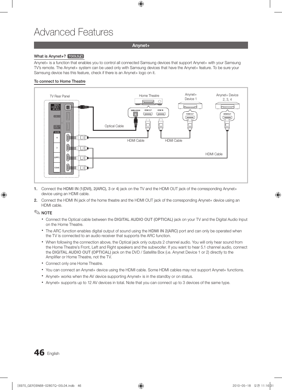 Advanced features | Samsung PS50C6970YS User Manual | Page 46 / 256