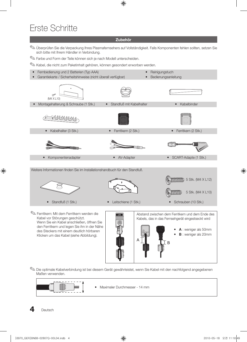 Erste schritte | Samsung PS50C6970YS User Manual | Page 68 / 256